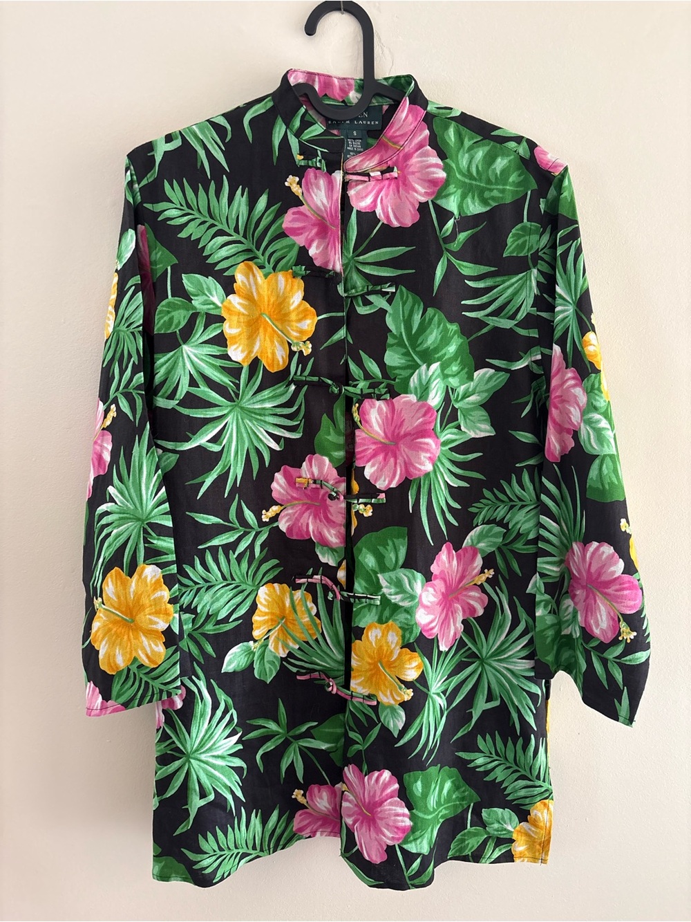 Lauren Ralph Lauren Linen Floral Frog Closure Blouse - Picture 6 of 6